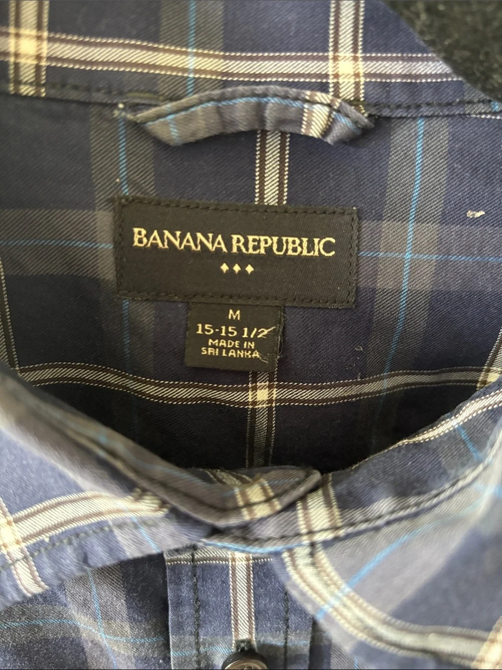 Men's Casual Blue Plaid Button-Down Shirt by Banana Republic